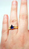 Gorgeous 1.28ct Royal Blue Pear Genuine Natural Sapphire Ring (#J406)