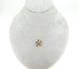 14k Yellow Gold Watermelon Genuine Natural Tourmaline Butterfly Pendant (#J5022)