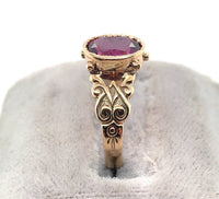 10k Yellow Gold 1.26ct Grape Genuine Natural Garnet Ring Size 5.25 (#J6143)