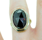 Art Deco 14k Gold Huge Genuine Natural Garnet Filigree Ring (#J651)