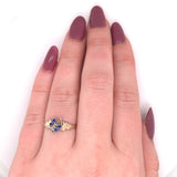 10k Yellow Gold Victorian Seed Pearl Ring with Blue Paste Stones (#J5617)