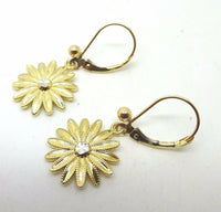 14k Yellow Gold Dangle Daisy Earrings (#J3696)