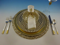 Golden Columbine by Lunt Sterling Silver Flatware Set For 8 Service 32 Pieces