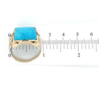 10k Yellow Gold 4.67ct Genuine Natural Turquoise Men's Ring Size 11.25 (#J6137)