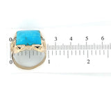 10k Yellow Gold 4.67ct Genuine Natural Turquoise Men's Ring Size 11.25 (#J6137)