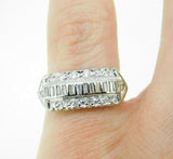 Vintage 14k White Gold Wide Genuine Natural Diamond Ring Band (#J5126)