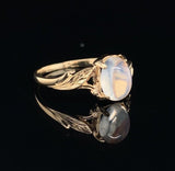 10k Yellow Gold Genuine Natural Moonstone Ring with Leaf Design (#J5607)