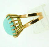 Retro 14k Yellow Gold Large 12.3ct Genuine Natural Turquoise Ring (#J5112)