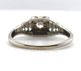 18k White Gold Filigree Genuine Natural Diamond Ring Chevron Like Design #J5946