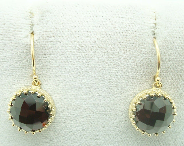 14K Gold Round 7.01ct Rose Cut Genuine Natural Garnet Earrings (#J2487)