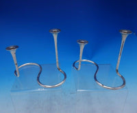 Michelsen Sterling Silver Candlestick Pair Modernistic S Curve #19H (#3923)