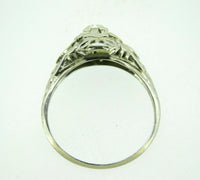 Art Deco 18k White Gold Filigree .46ct Genuine Natural Diamond Ring (#J4395)