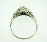 Art Deco 18k White Gold Filigree .46ct Genuine Natural Diamond Ring (#J4395)