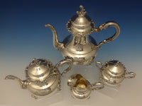 Heidelberg German Sterling Silver Tea Set 4pc w/Rococo Swirls & Flowers #0433