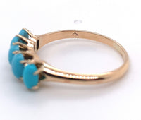 10k Yellow Gold Victorian 5-Stone Turquoise Glass Ring Size 7.75 (#J5858)