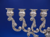 Judaica by Unknown Sterling Silver Hanukkah Menorah 9 lights Ornate Footed #7083