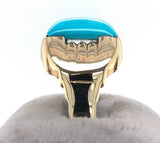 14k Yellow Gold Men's 4.22ct Genuine Natural Turquoise Ring Size 11.75 (#J6136)