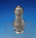 English Georgian Sterling Silver Muffineer with Chased Flowers c.1743 (#6461)