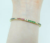 14k Yellow Gold Genuine Natural Ruby Sapphire Emerald Diamond Bracelet (#J1810)