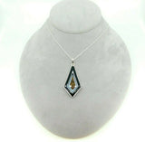 Kaufmann Sterling Silver Genuine Natural Fire Agate Intarsia Pendant Opal #J5087