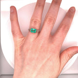 Art Deco 14k White Gold Filigree 1.41ct Genuine Natural Emerald Ring (#J4830)