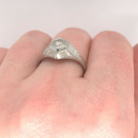 18k Art Deco .19ct Genuine Natural Diamond Men's Ring (#J5494)