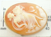 14k Yellow Gold Genuine Natural Shell Cameo Pin Full Figure Woman (#J2784)