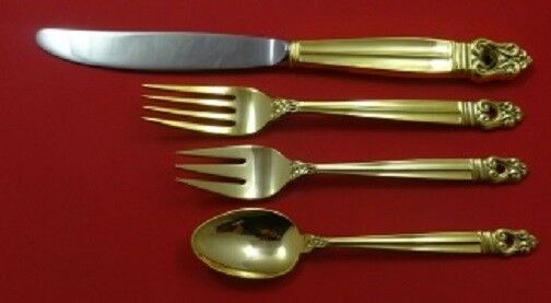 Royal Danish Vermeil By International Sterling Regular Size Place Setting 4pc