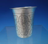 Russian .875 Silver Shot Glass Bright-Cut w/ Church and Flowers #84 (#5175)