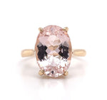 5.21ct Yellow Gold Oval Genuine Natural Morganite Solitaire Ring (#J5791)