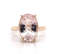 5.21ct Yellow Gold Oval Genuine Natural Morganite Solitaire Ring (#J5791)