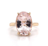 5.21ct Yellow Gold Oval Genuine Natural Morganite Solitaire Ring (#J5791)