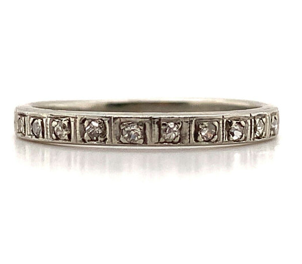 18k White Gold Hand Engraved Diamond Wedding Band Ring Jewelry Size 5.5 (#J5880)