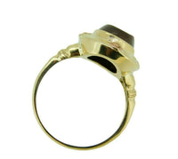 10k Yellow Gold Fire Genuine Natural Agate Ring with Rose Gold Flowers (#J4645)