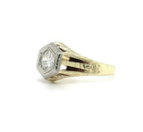 14k Yellow Gold Art Deco .66ct Genuine Natural Diamond Men's Ring (#J5519)