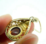 English 9k Gold Genuine Natural Citrine Earrings Filigree and Leaves (#J5068)