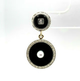 14k and Platinum Black Onyx Art Deco Earrings (#J5528)