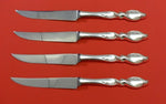 Silver Swirl by Wallace Sterling Silver Steak Knife Set 4pc HHWS Custom 8 1/2"