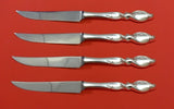Silver Swirl by Wallace Sterling Silver Steak Knife Set 4pc HHWS Custom 8 1/2"