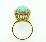 Retro 14k Yellow Gold Large 12.3ct Genuine Natural Turquoise Ring (#J5112)