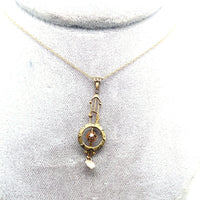 10k Yellow Gold Victorian Diamond Lavaliere Pendant (#J5234)