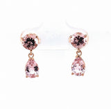 14k Rose Gold 2.24ct TW Pink Genuine Natural Morganite Drop Earrings (#J5718)