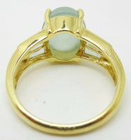 14k 5ct Oval Genuine Natural Chalcedony Ring with Side Chalcedony (#J3479)