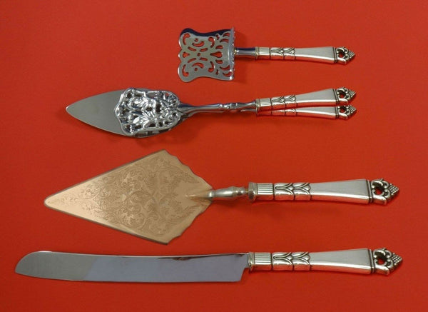 Danish Crown by Frigast Sterling Silver Dessert Serving Set 4pc Custom Made