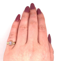 10k Yellow Gold Genuine Natural Moonstone Ring with Leaf Design (#J5607)
