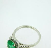 18k Gold 1 1/2 Carat Genuine Natural Emerald and Diamond Halo Ring (#J5055)