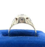 14k White Gold Art Deco .36ct Diamond Men's Ring (#J5549)