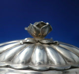 Hungarian Sterling Silver Tea Caddy Oval Fluted with 3-D Rose Finial (#5512)