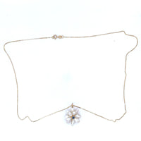 14k Yellow Gold Freshwater Pearls and Sapphire Daisy Pendant Jewelry (#J4957)