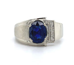 14k White Gold 1.53ct Genuine Natural Sapphire Men's Ring Jewelry (#J5833)